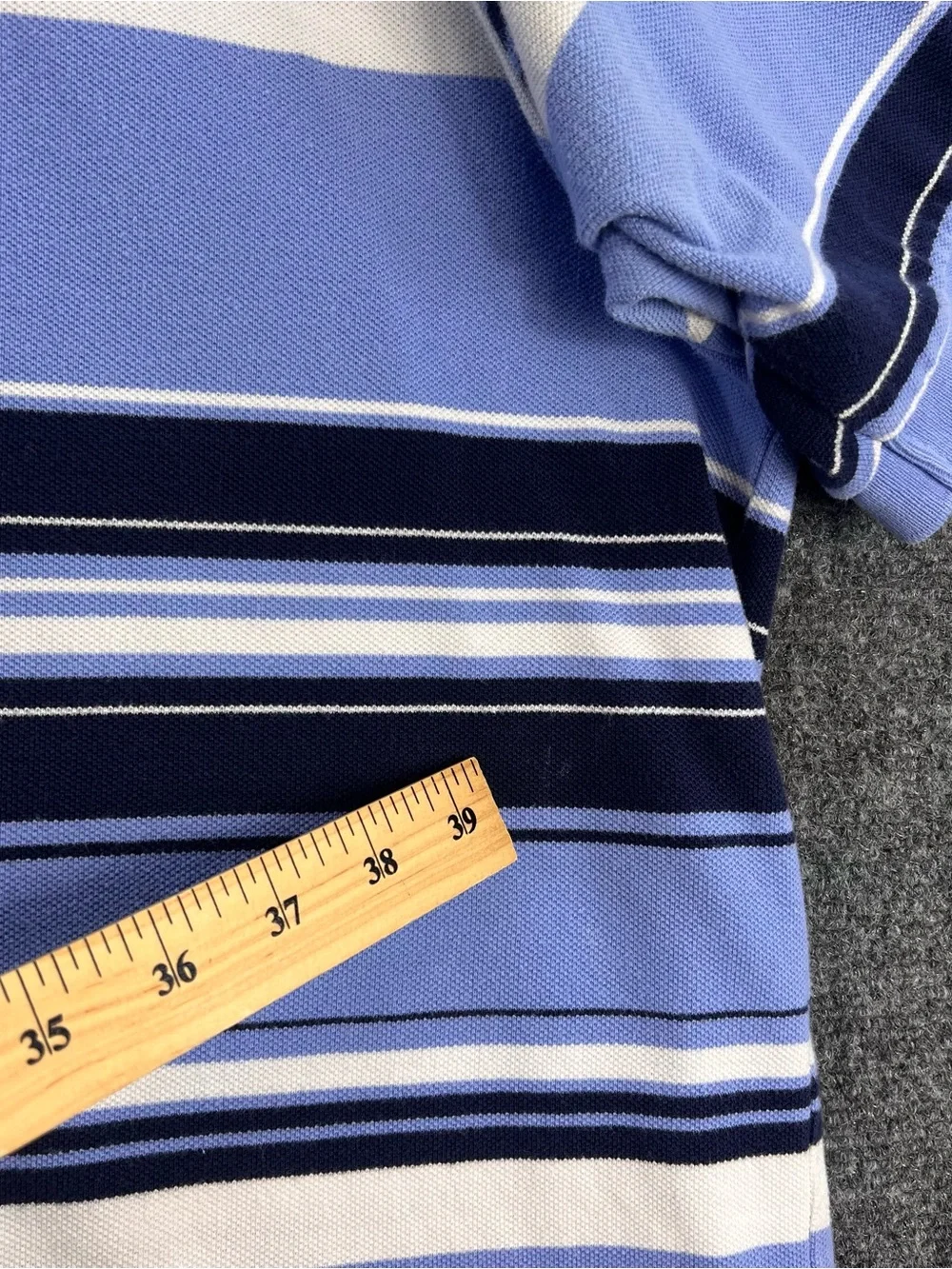 Polo Ralph Lauren Polo Shirt Mens 4XB Blue Striped Cotton Pique Pony Logo Preppy